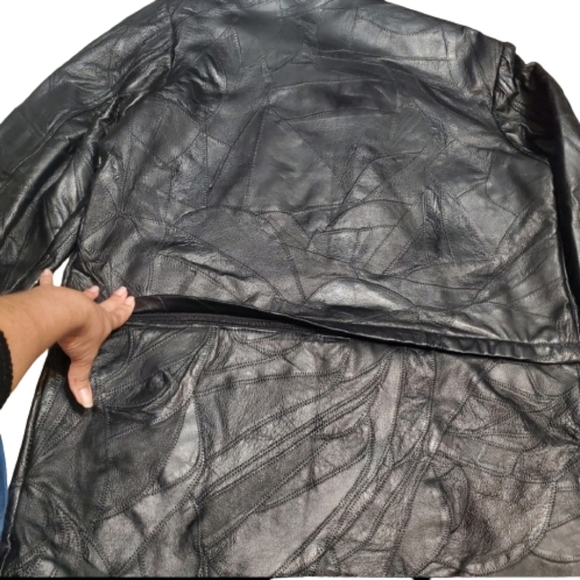 Genuine Leather Coat Black Jacket Sz XL - Picture 4 of 14